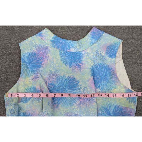 VINTAGE Haybrooke Classic - Blue Floral, Sleeveless, Zip Back, Pleated, Belted - Picture 8 of 10